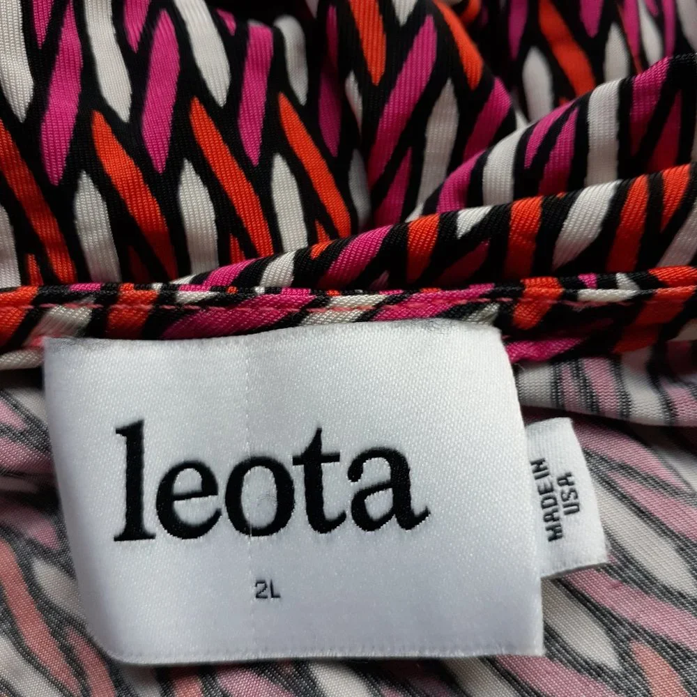 LEOTA Perfect Wrap Sleevless Maxi Dress Stretch Jersey Pink Orange Print - Picture 5 of 10